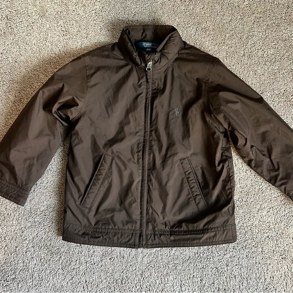 Polo by Ralph Lauren full zip jacket hooded lined size 4T brown
